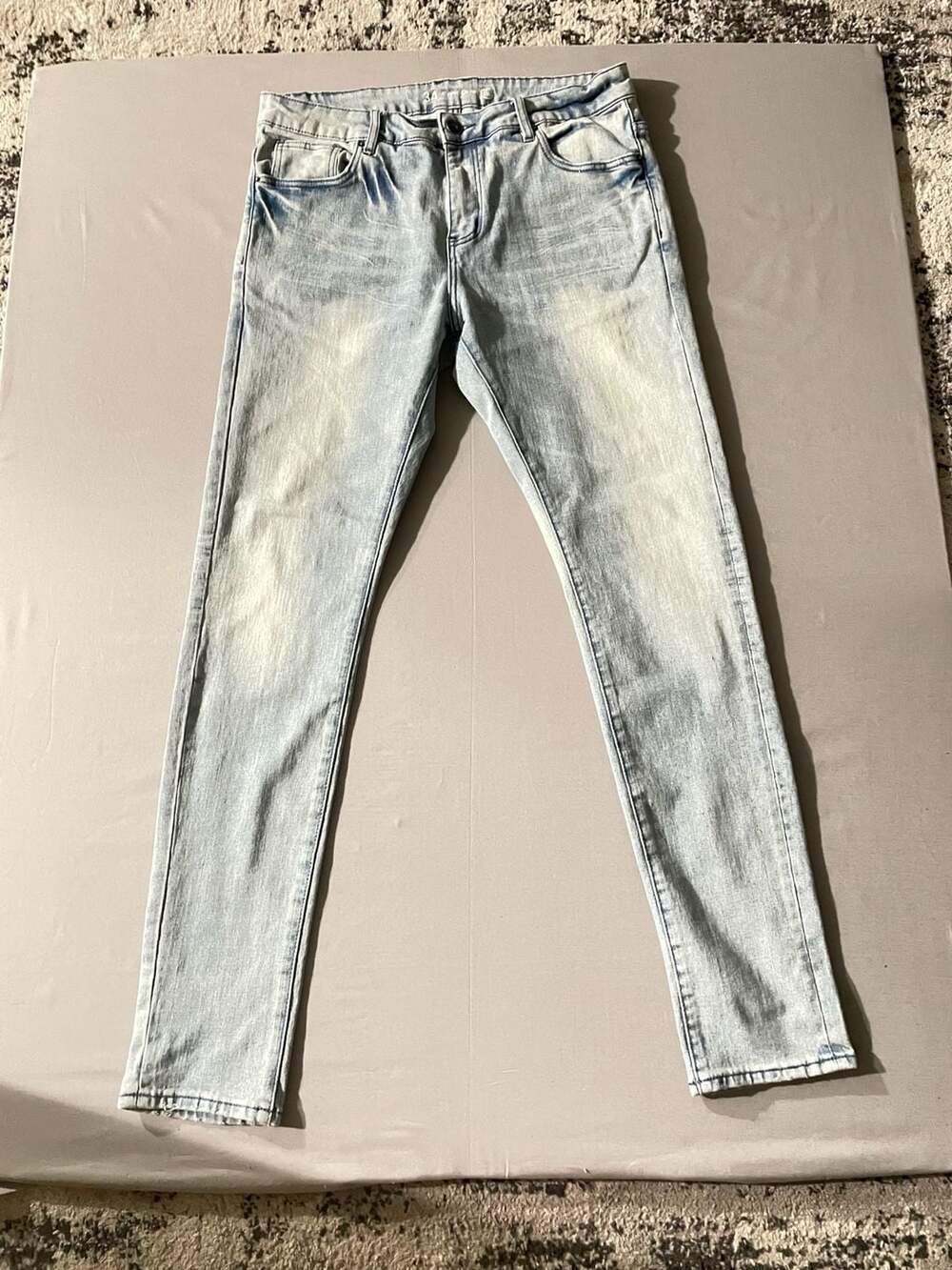 Crysp Denim Mens Skinny Fit Jeans Light Blue Wash